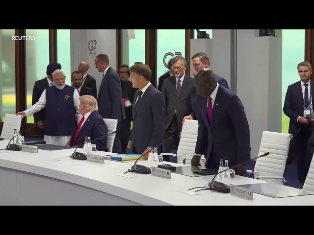 ترمپ در یک جلسه کاری با رهبران گروه جی۷